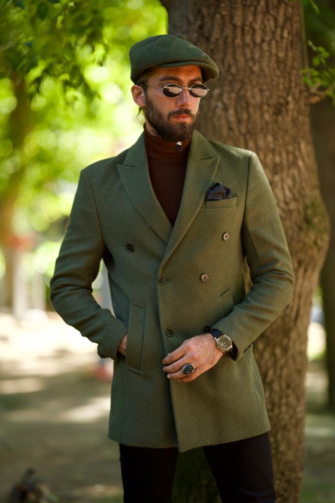 PINE SLIM-FIT DOUBLE-BREASTED COAT