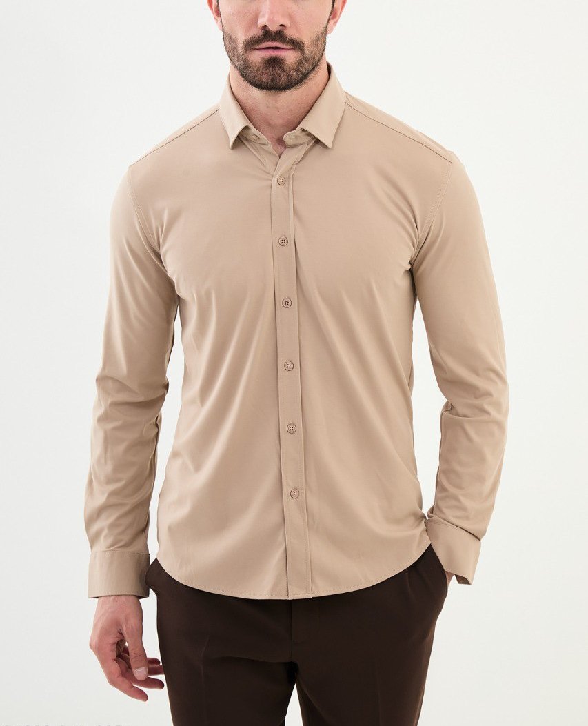 Beige Tailored Fit Shirt