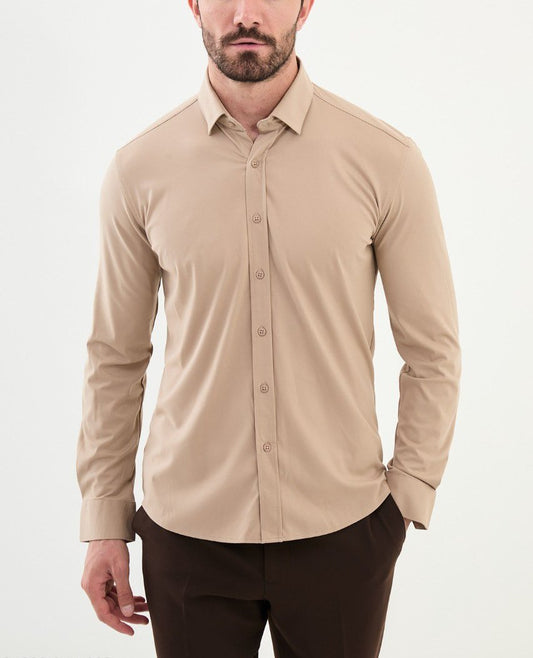 Beige Tailored Fit Shirt