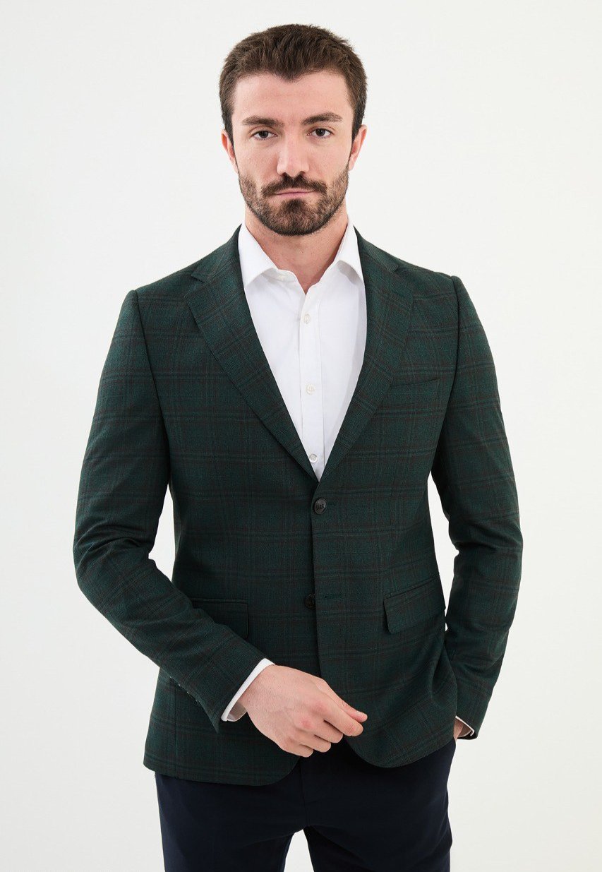 Green Checked Tailored Fit WMS Blazer