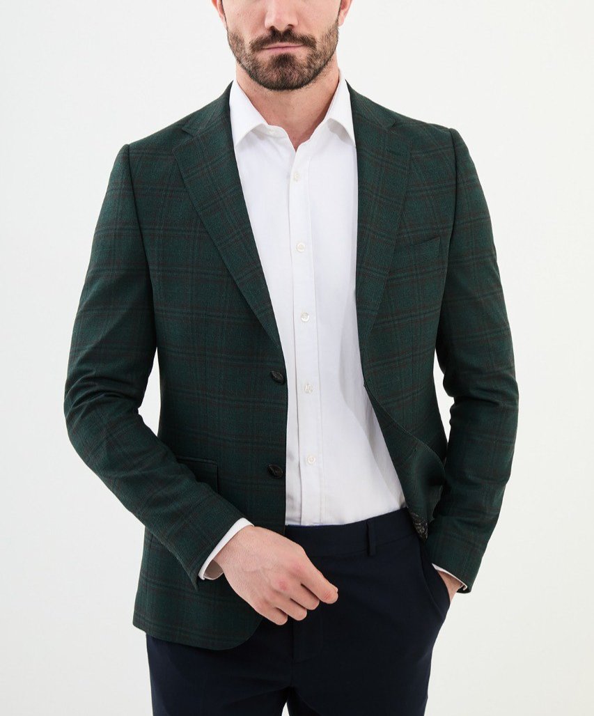 Green Checked Tailored Fit WMS Blazer