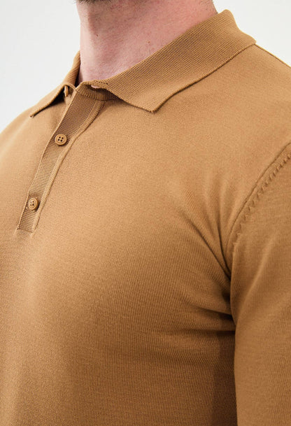 Camel Long Sleeve Polo