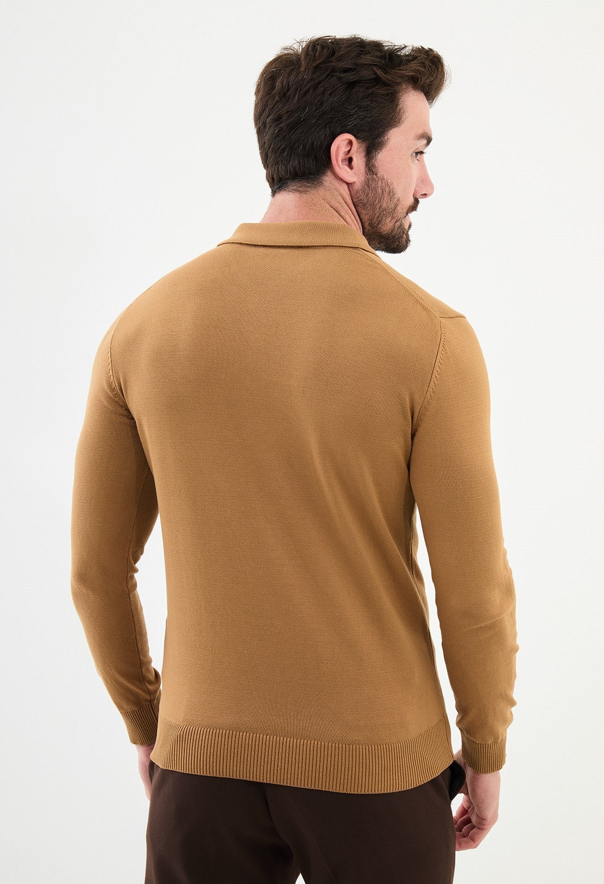 Camel Long Sleeve Polo