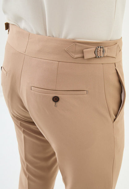 Beige Slim Leg Straight Pants