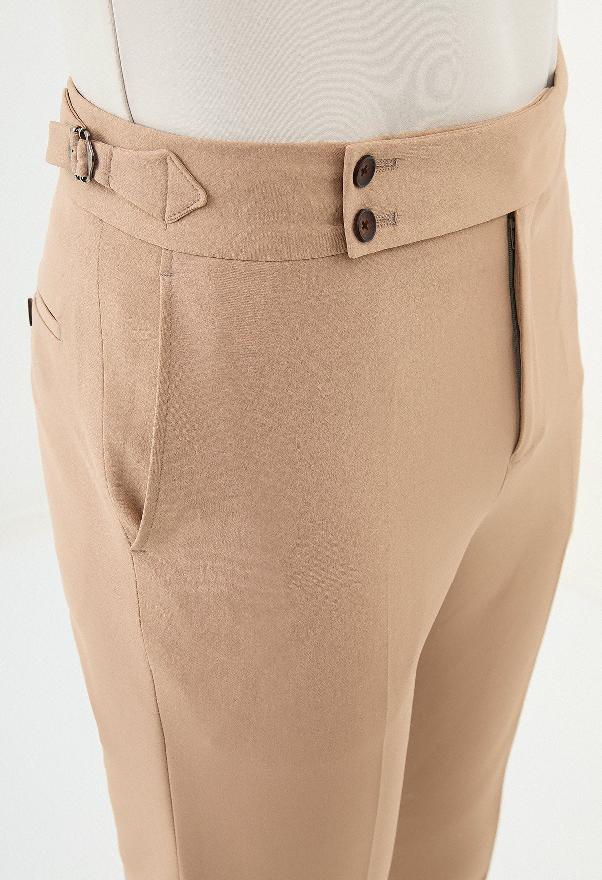 Beige Slim Leg Straight Pants