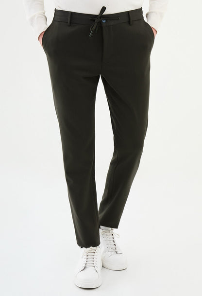 Khaki Slim Leg Straight Pants