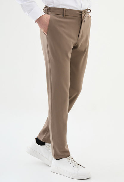 Mid Brown Slim Leg Straight Pants