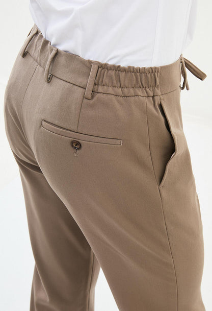 Mid Brown Slim Leg Straight Pants