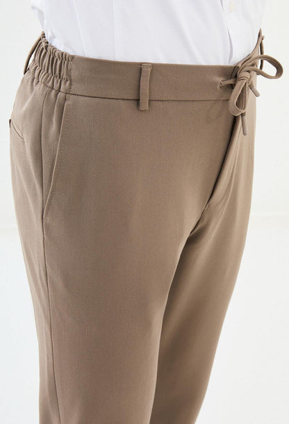 Mid Brown Slim Leg Straight Pants