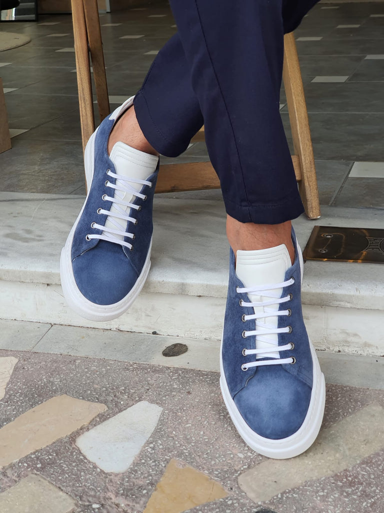 SKY BLUE SPECIAL EDITION* EVA SOLE LEATHER SUEDE SNEAKERS
