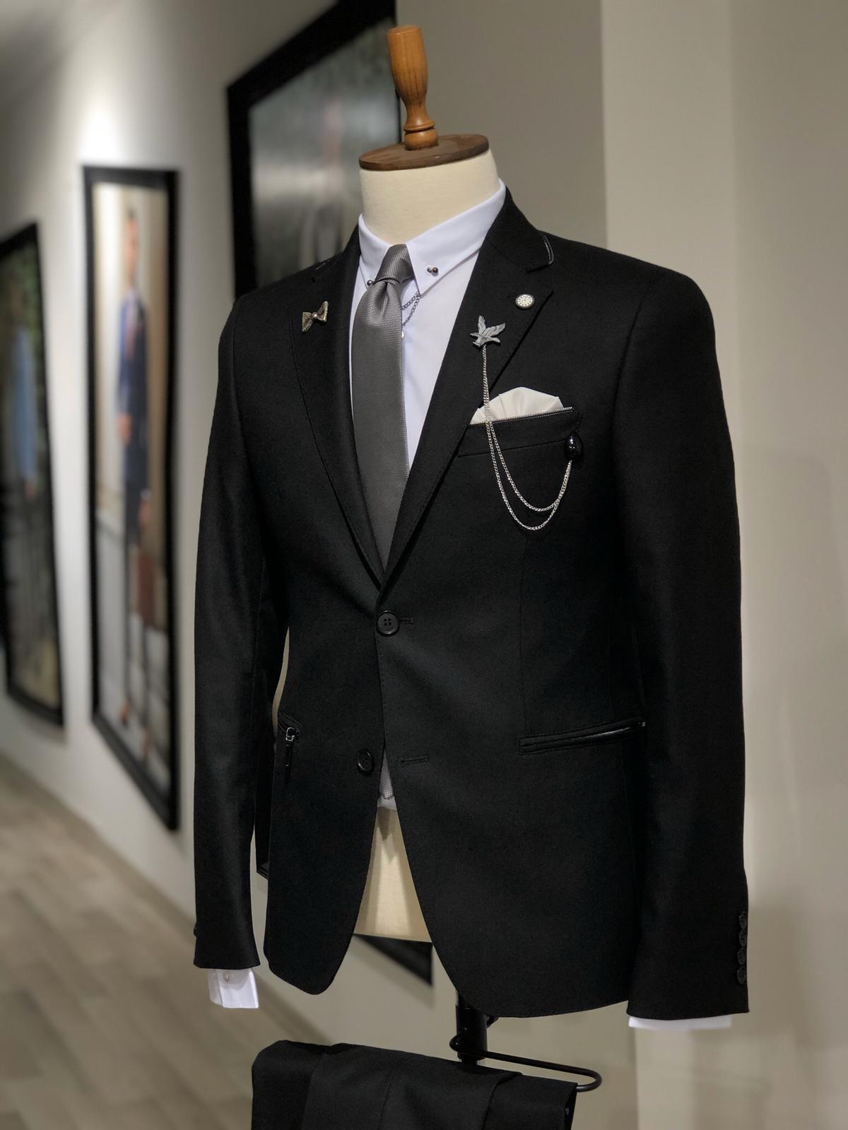 Buy Custom Black Suits for Men - Fit Guarantee - Andre Emilio