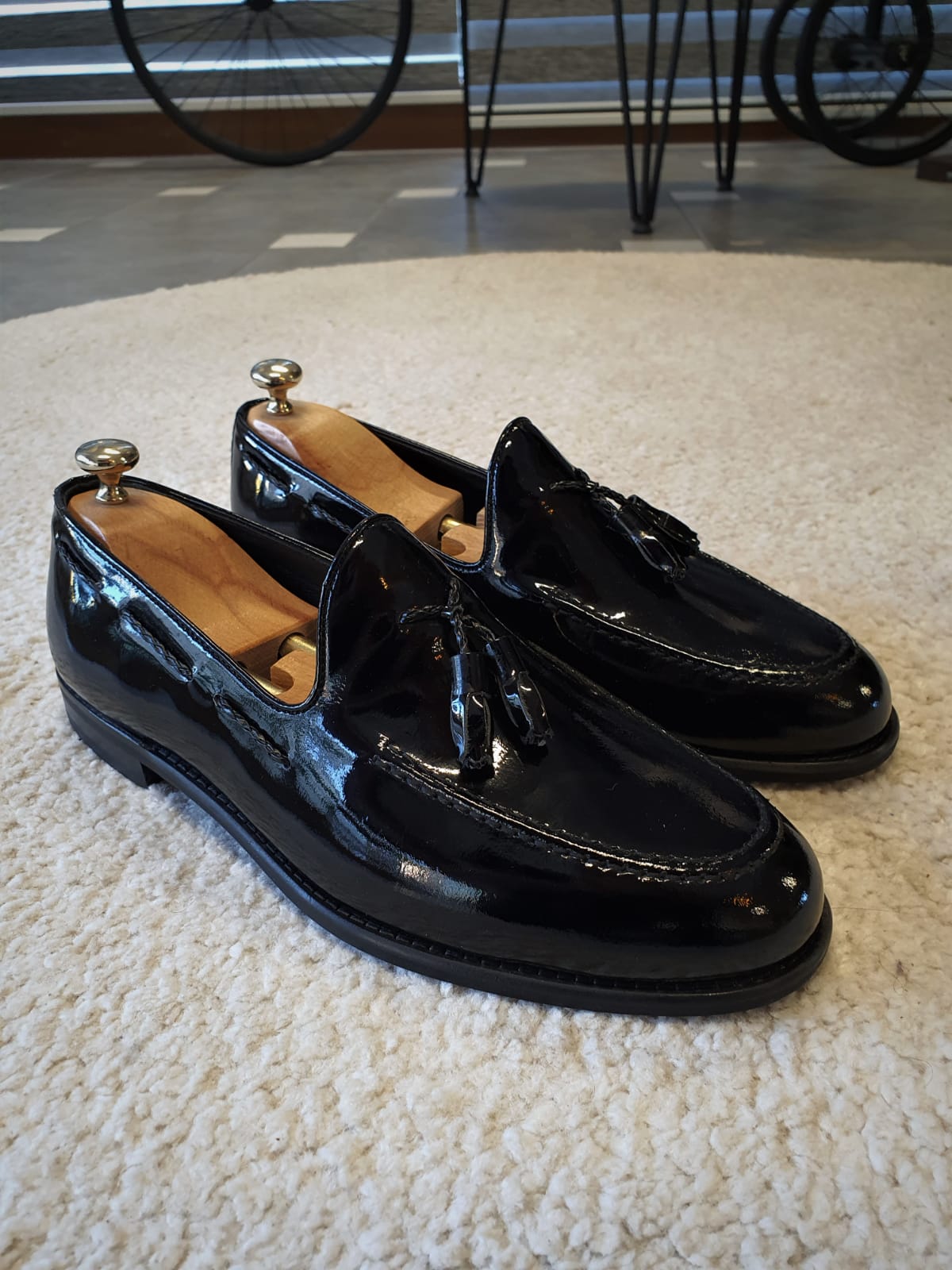 BLACK SARDINELLI SPECIAL EDITION* WITH TASSEL DETAIL PATENT LOAFERS
