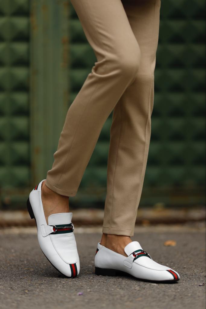 WHITE DELUXE LEATHER LOAFERS