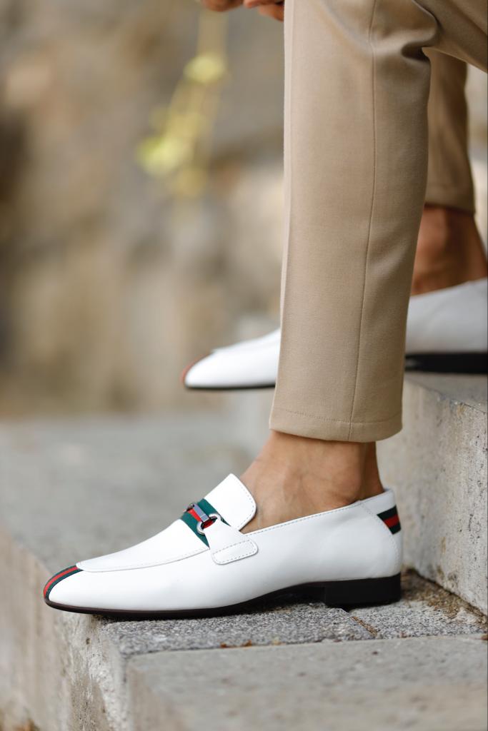 WHITE LEATHER LOAFERS – WearManStyle