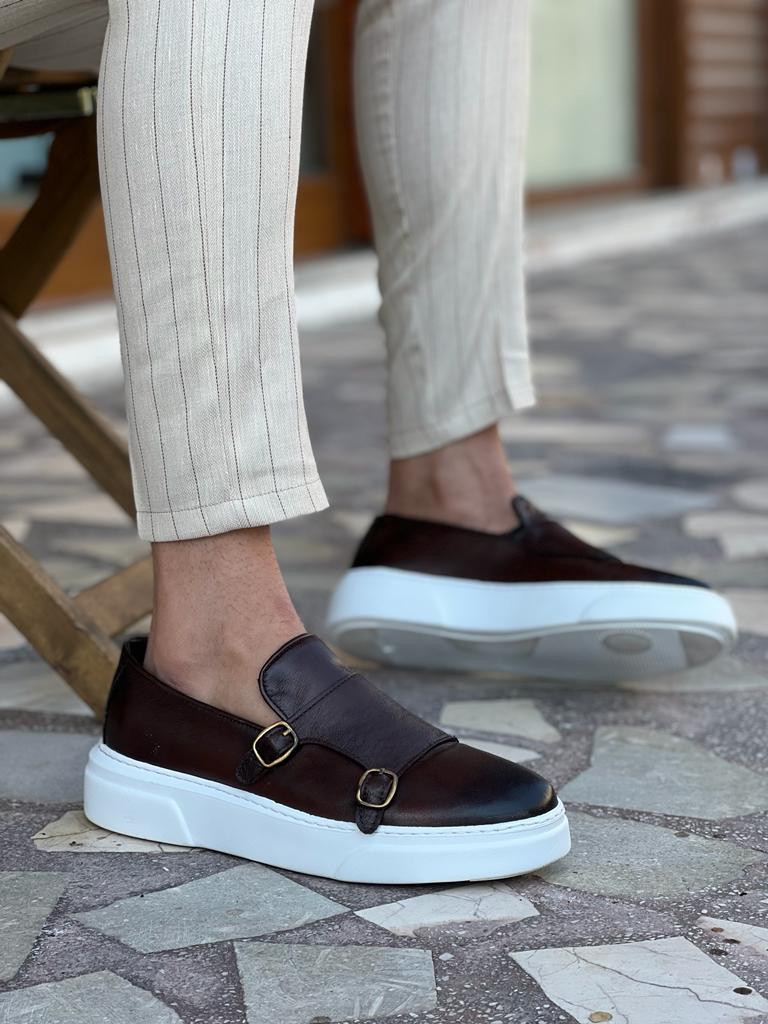 BROWN PORTOFINO BUCKLE DETAIL CASUAL SHOES