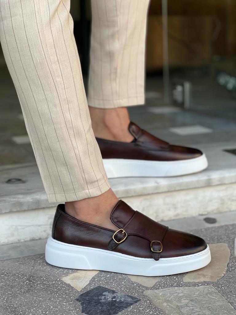 BROWN PORTOFINO BUCKLE DETAIL CASUAL SHOES