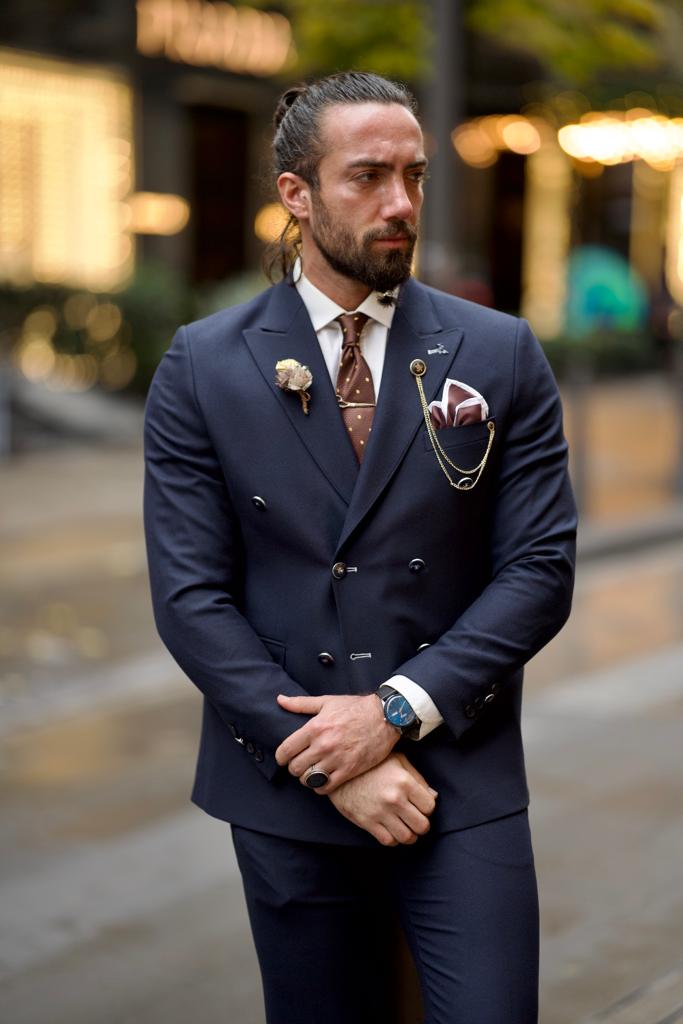 DARKBLUE SLIM-FIT DOUBLE BREASTED SUIT