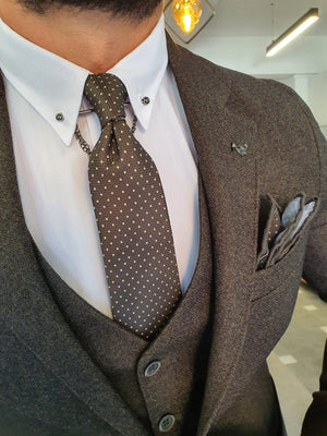 KHAKI SPECIAL EDITION PATTERNED TIE AND POCKETSQUARE