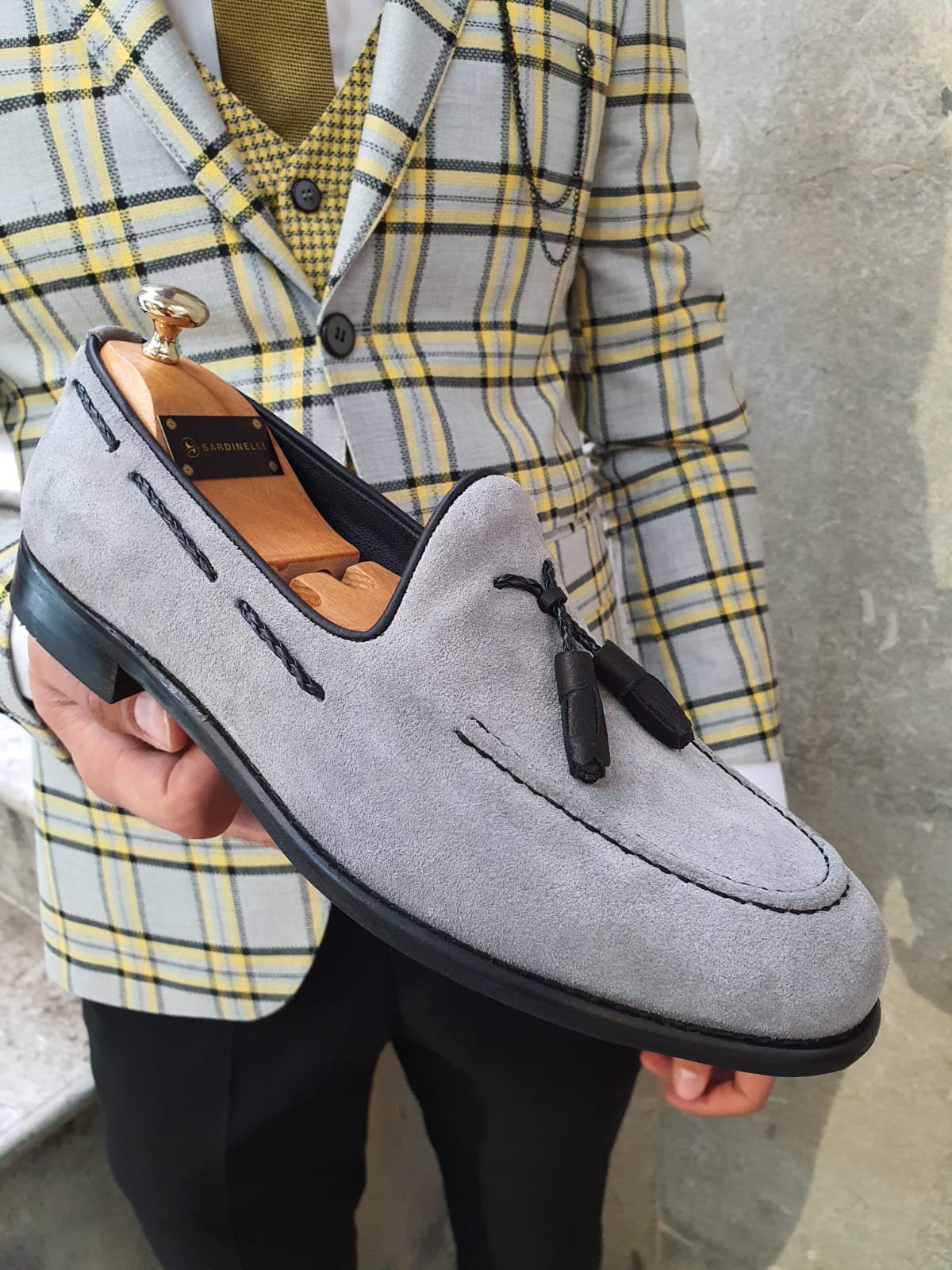 GRAY SARDINELLI SUADE CALF-LEATHER LOAFER
