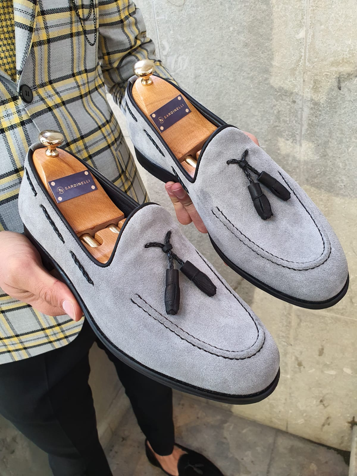 GRAY SARDINELLI SUADE CALF-LEATHER LOAFER
