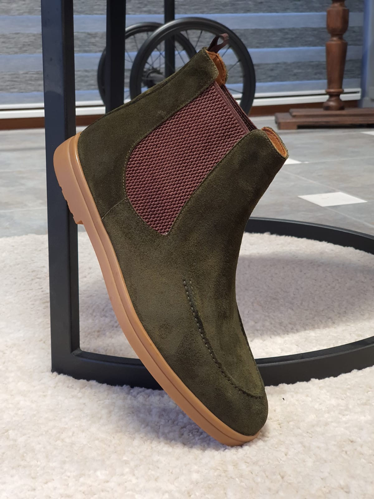 SARDINELLI GREEN SUEDE SPECIAL PRODUCTION* CALF LEATHER BOOTS