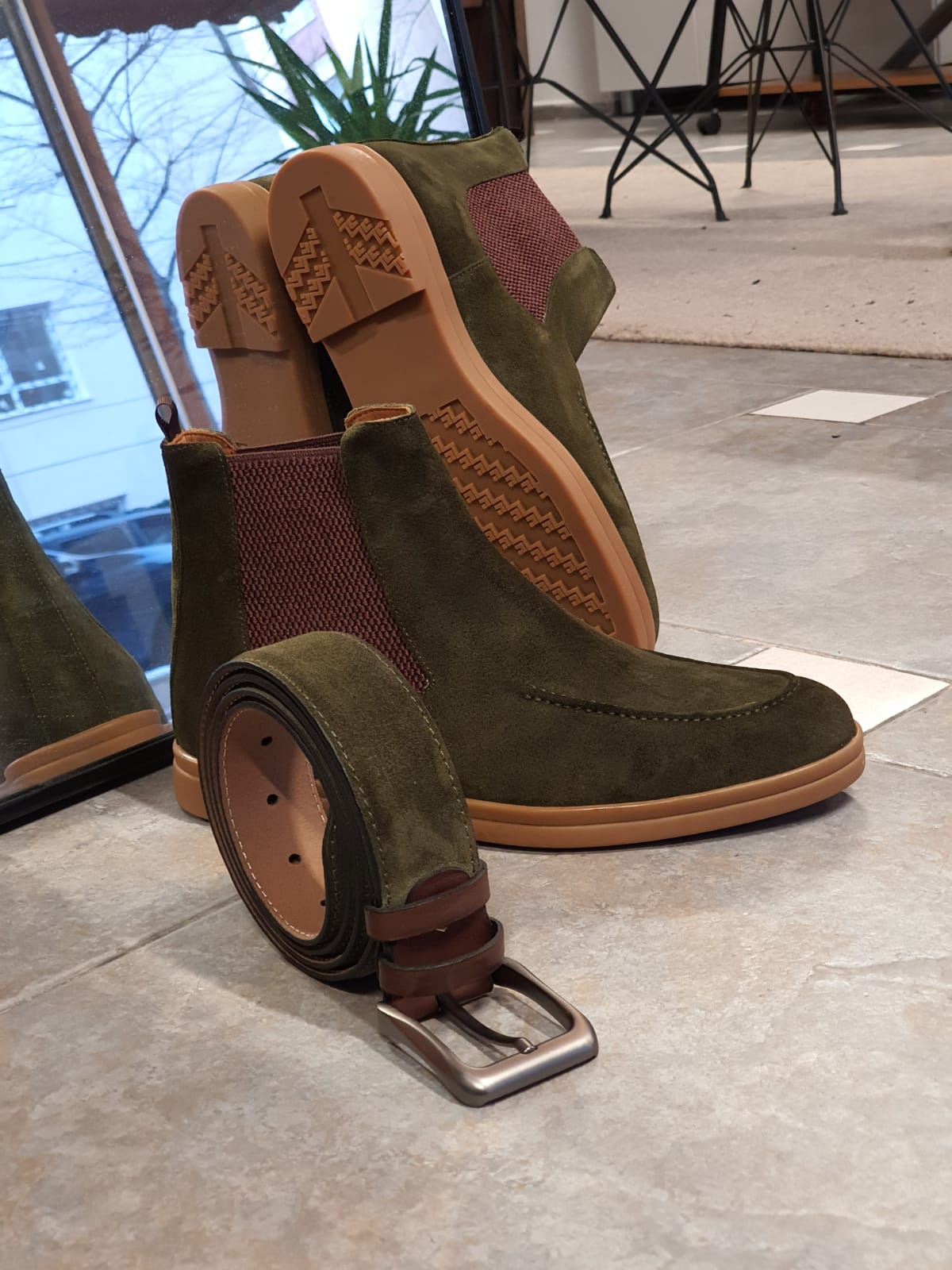 SARDINELLI GREEN SUEDE SPECIAL PRODUCTION* CALF LEATHER BOOTS