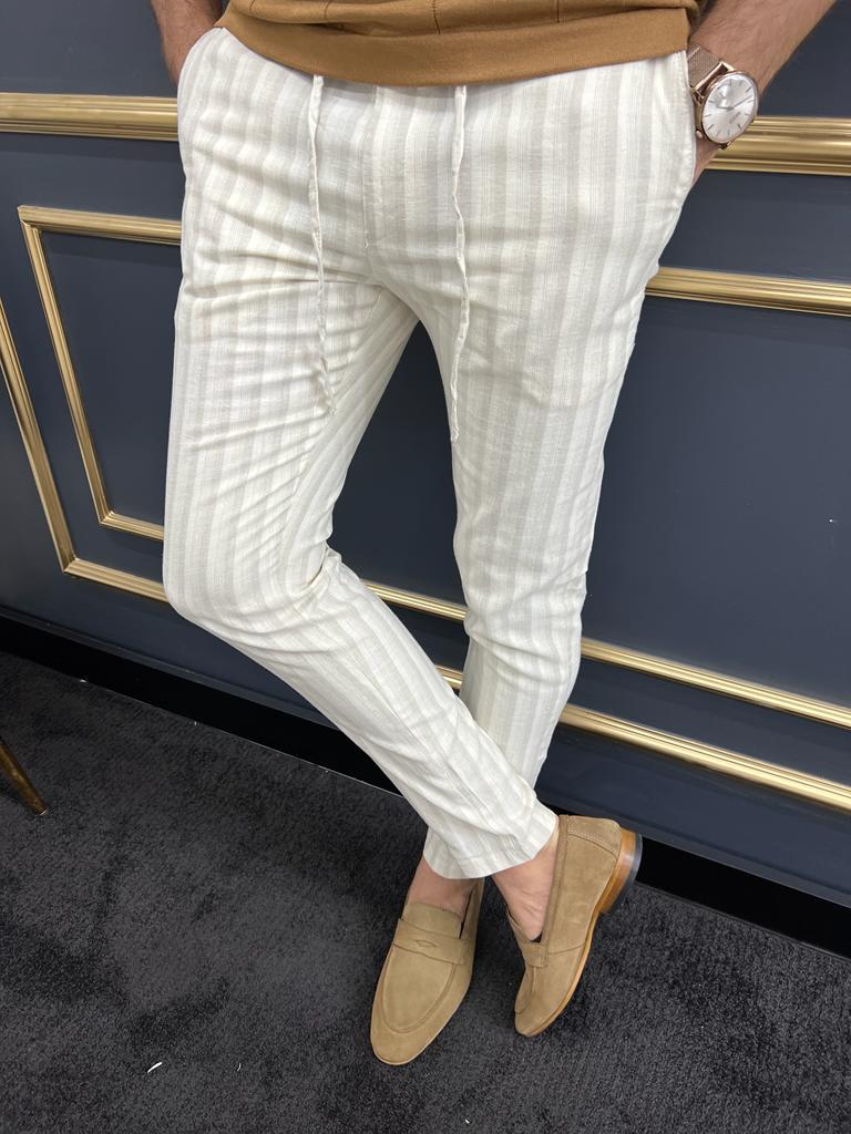 Men's Striped Slim Fit Suit Pants - Temu