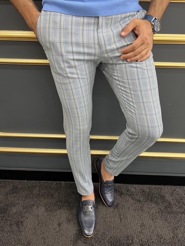 Prince of Wales check virgin-wool trousers with adjustable hem | EMPORIO  ARMANI Man