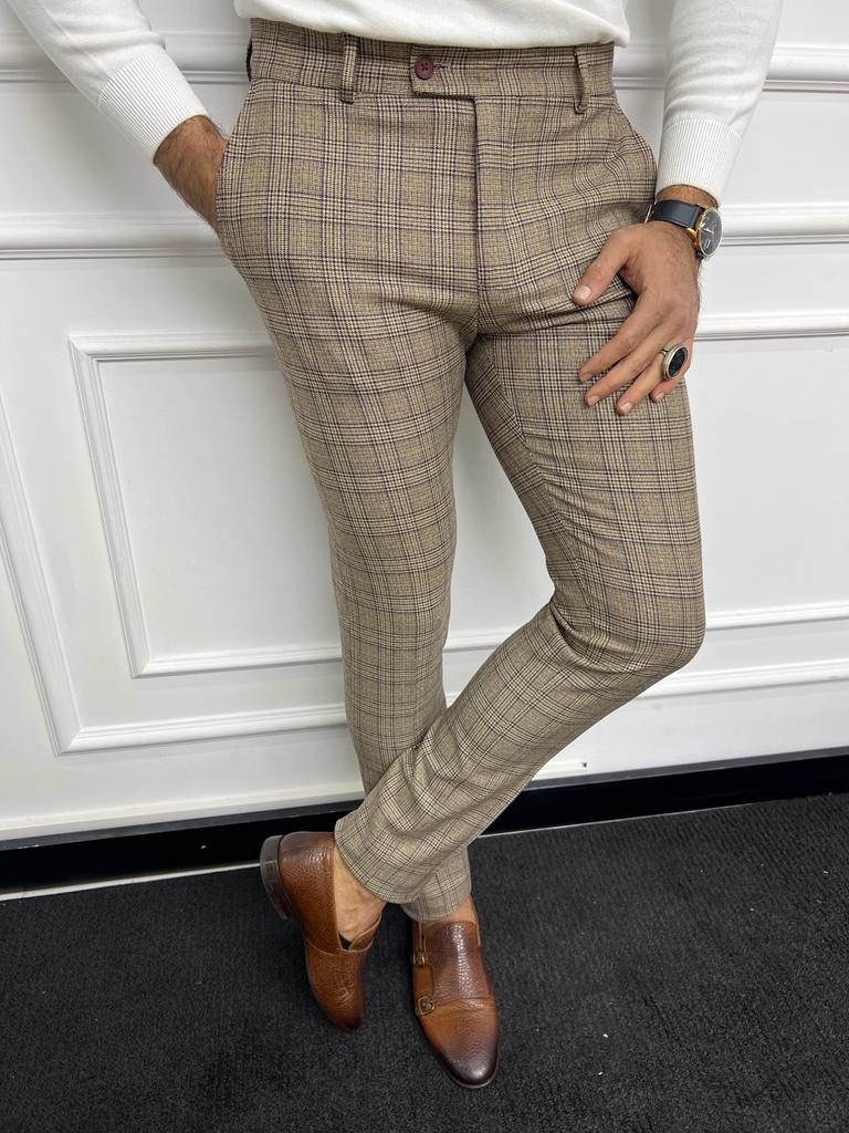 Brown Plaid Trousers, Women's Fashion, Bottoms, Other Bottoms on Carousell