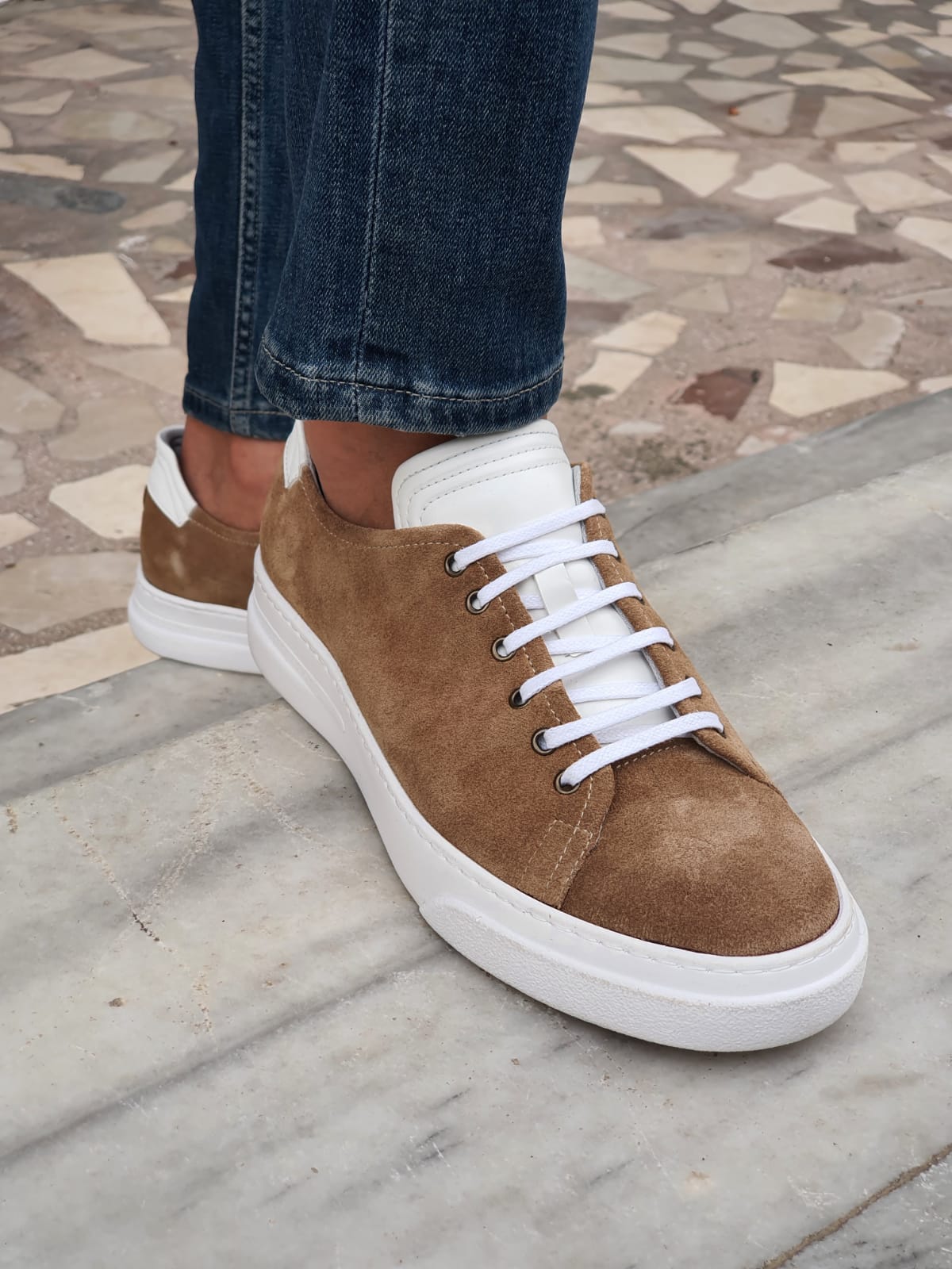 BEIGE SPECIAL EDITION* EVA SOLE LEATHER SUEDE SNEAKERS