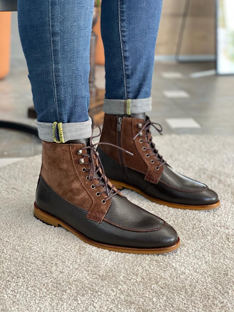 BROWN SPECIALLY DESIGNED* GENTLEMEN LEATHER BOOTS