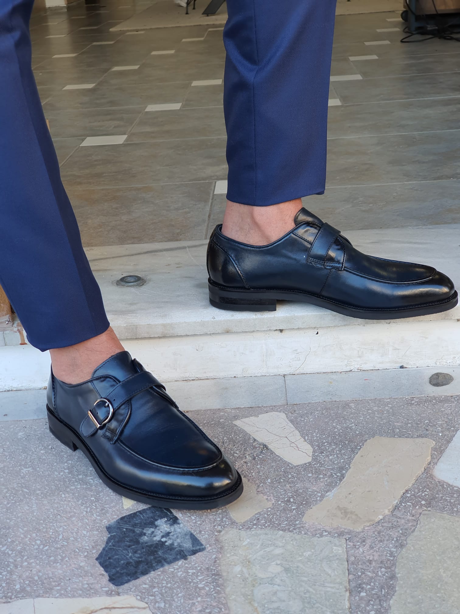 SARDINELLI NAVYBLUE WITH SINGLE DETAILED BUCKLE CLASSIC RUBBER SOLE SHOES