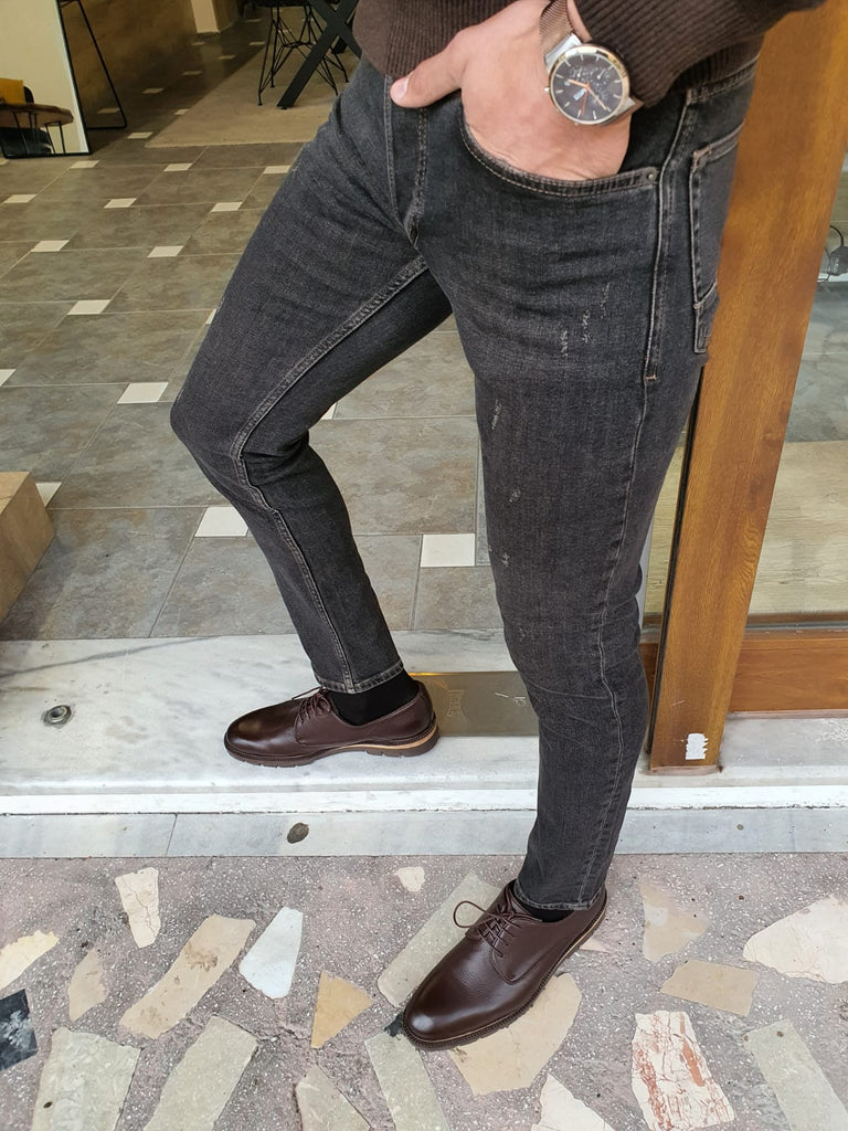 BLACK SLIM-FIT SPECIAL PRODUCTION* STRIPED JEANS