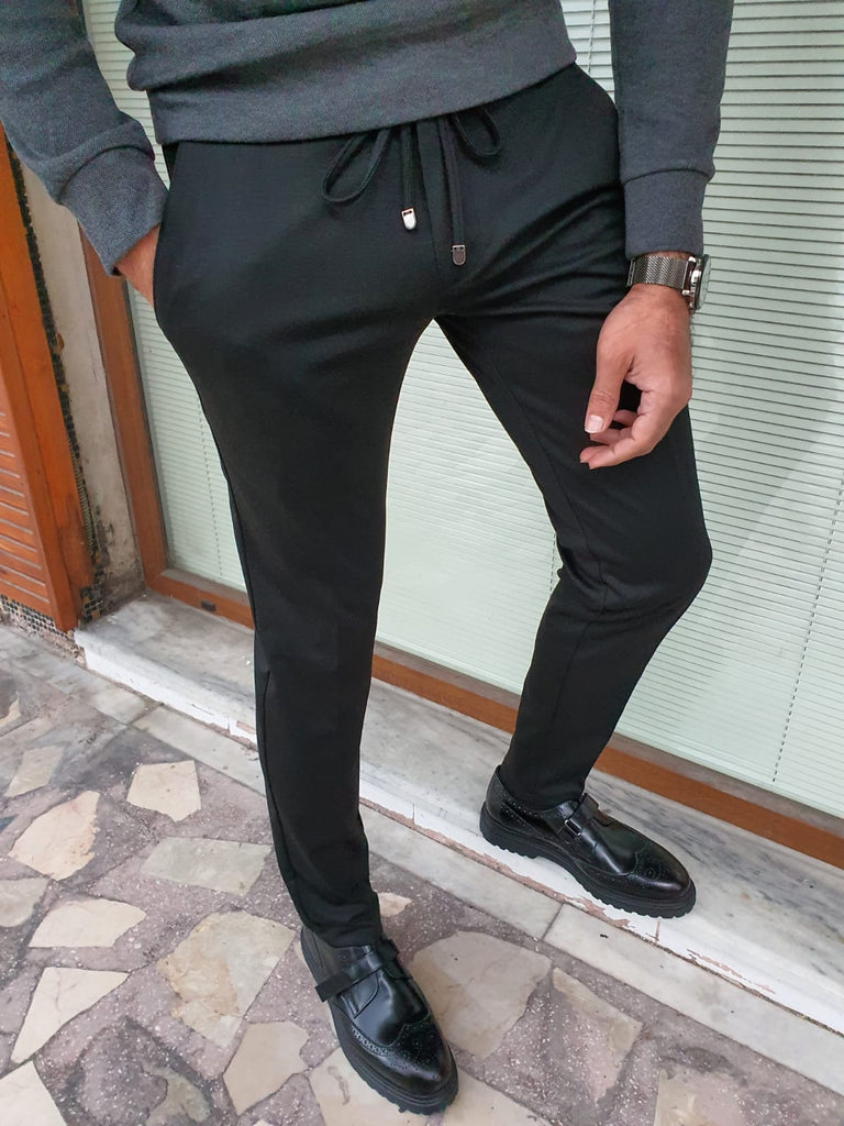 BLACK SLIM-FIT GENTLEMEN PANTS