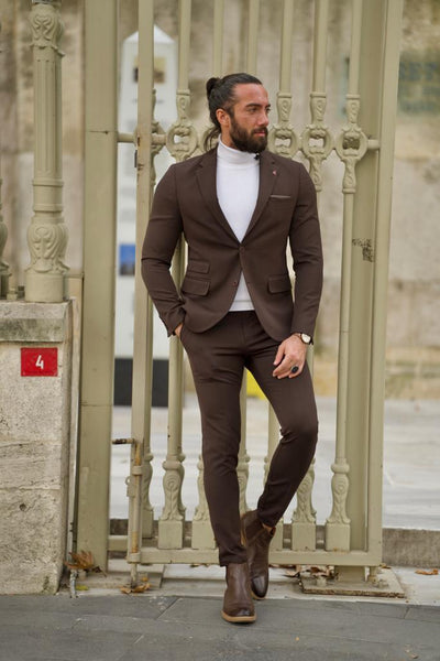 PECAN SLIM-FIT SUIT – WearManStyle