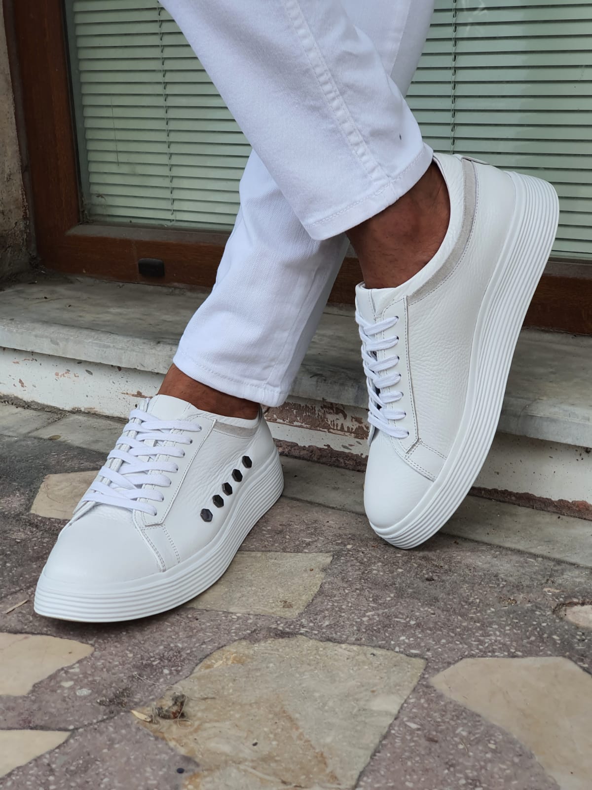 WHITE SPECIAL EDITION* EVA SOLE LEATHER SNEAKERS